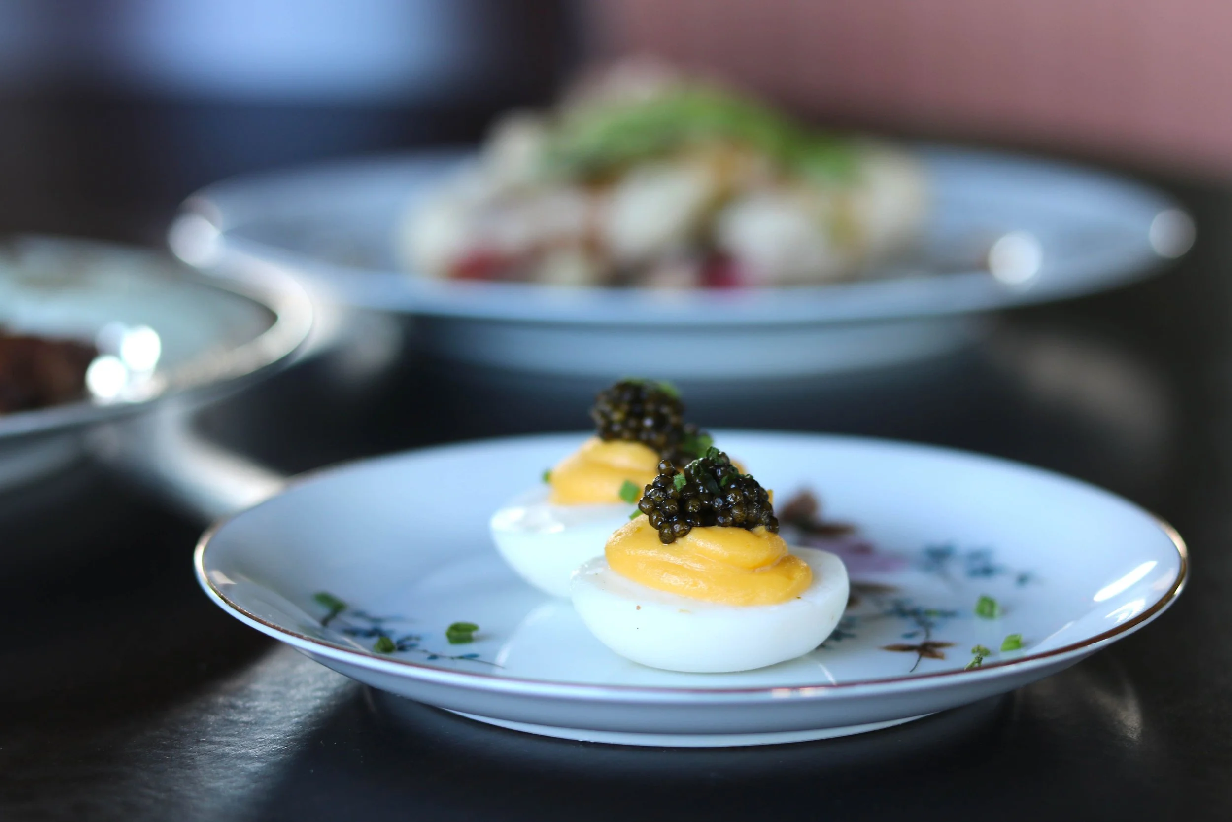 Deviled eggs Spanish tapas at Vida restaurant